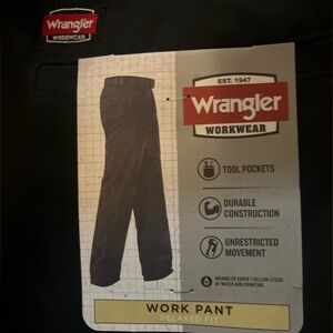 Wrangler Workwear Men's Work Pant Relaxed Fit Black NWT 34x30